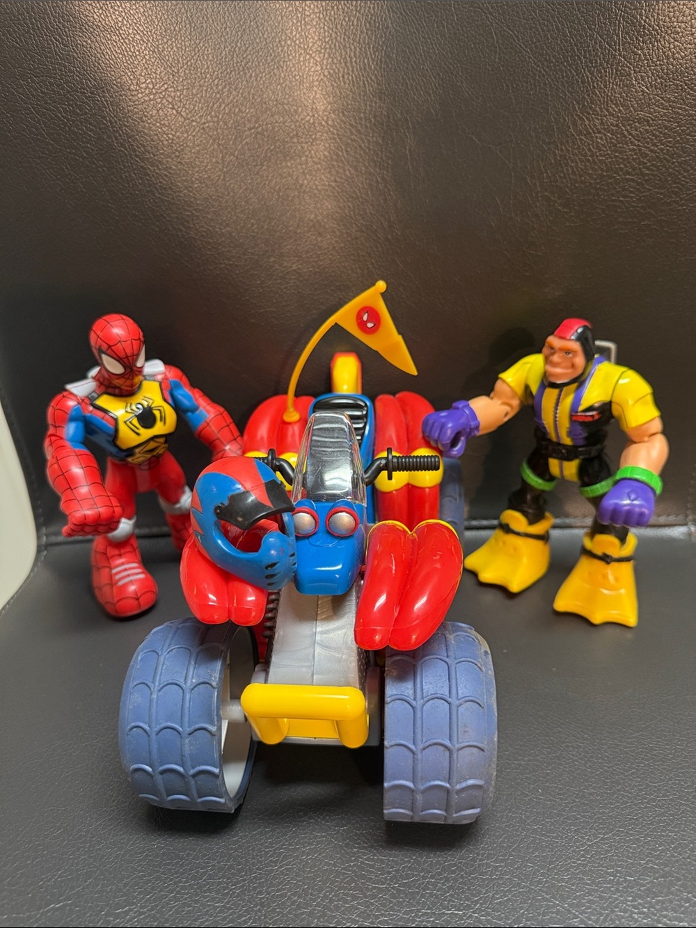 Vintage Spider-Man Motorized All Terrain Vehicle toy released by Playwell in 200